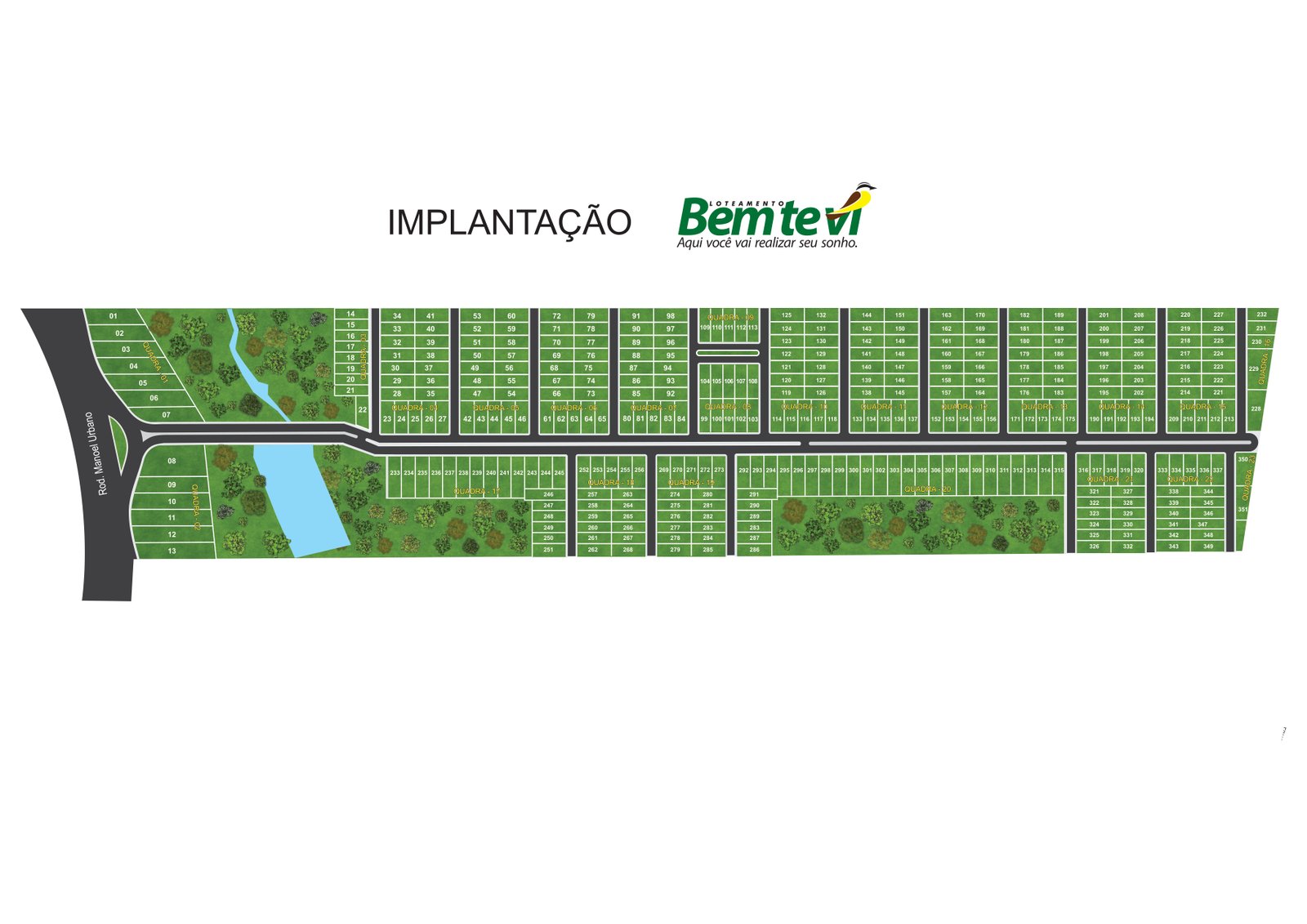 Mapa de implantação do loteamento